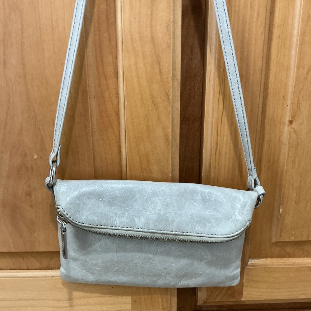 Hobo International Light Gray Leather Lexi Crossbody Bag